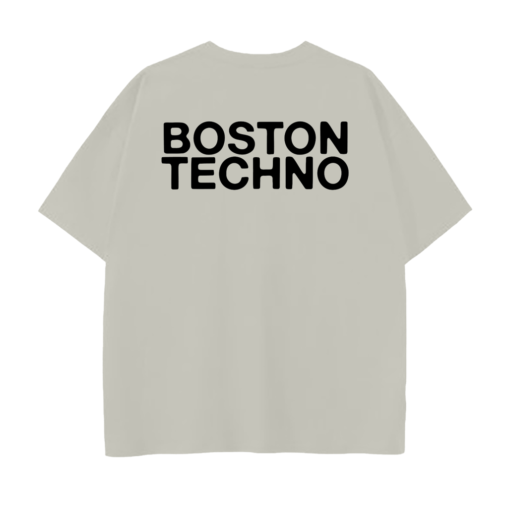 Boston Techno Black Print Drop Shoulder Cotton T-Shirt