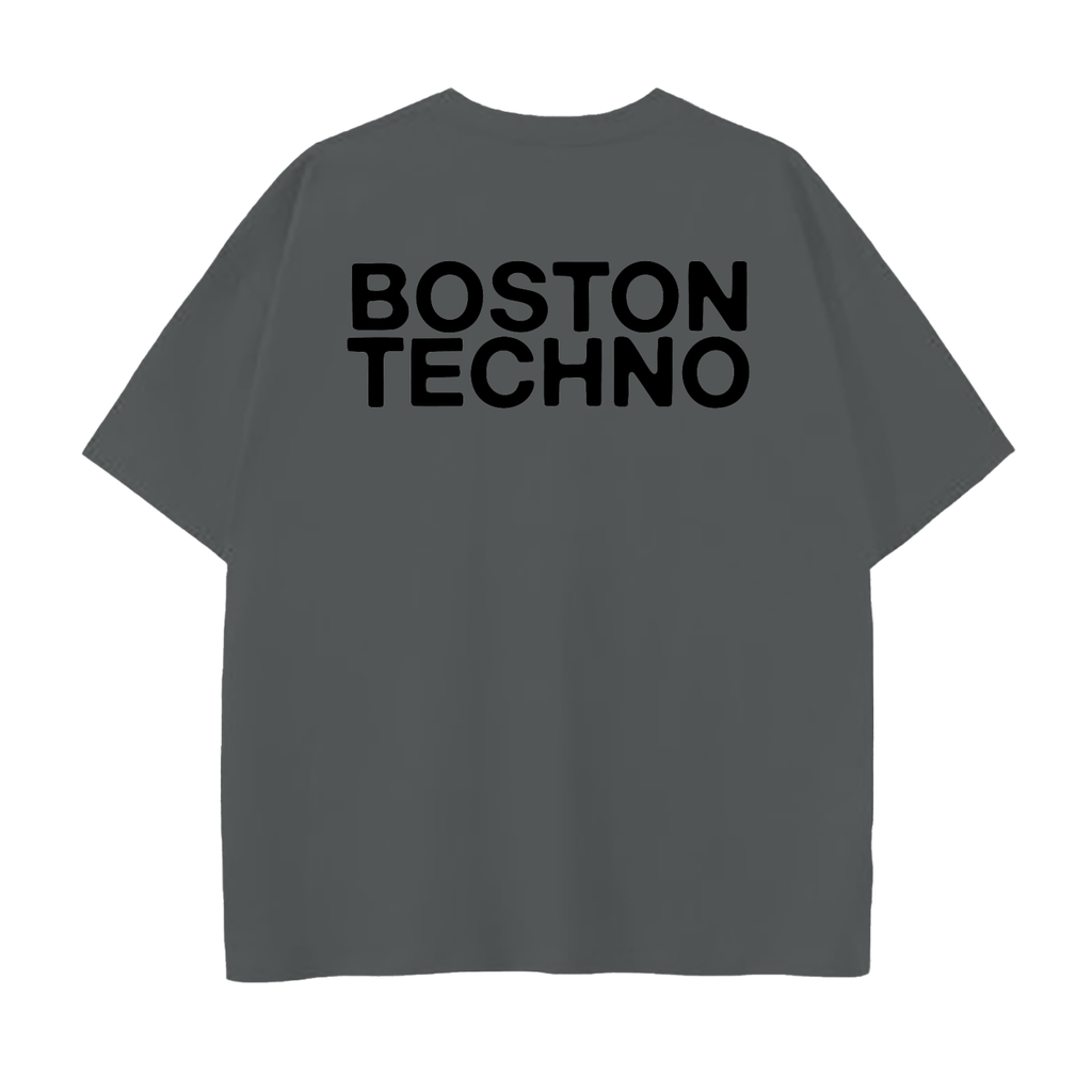 Boston Techno Black Print Drop Shoulder Cotton T-Shirt