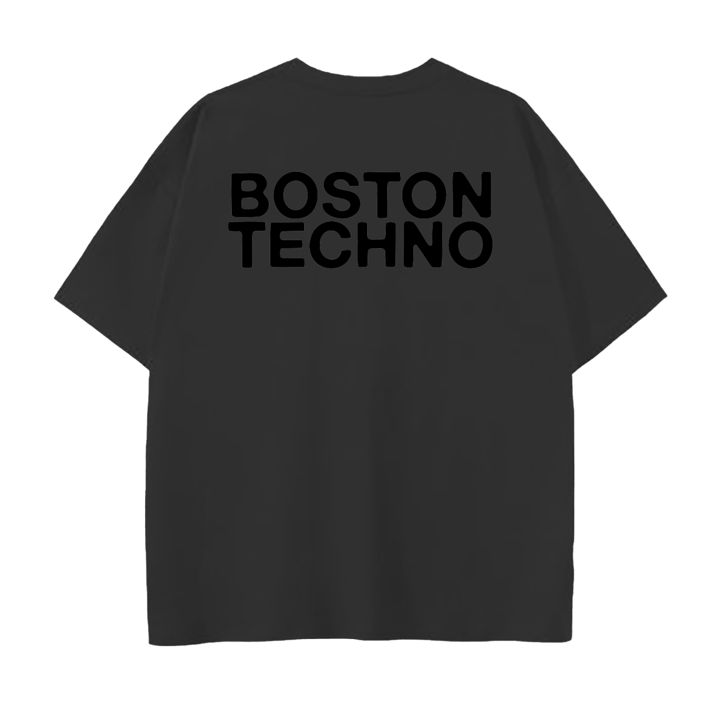Boston Techno Black Print Drop Shoulder Cotton T-Shirt