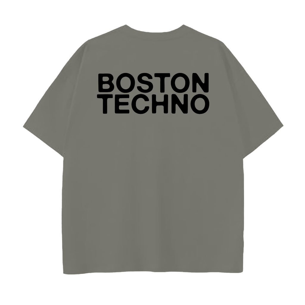 Boston Techno Black Print Drop Shoulder Cotton T-Shirt