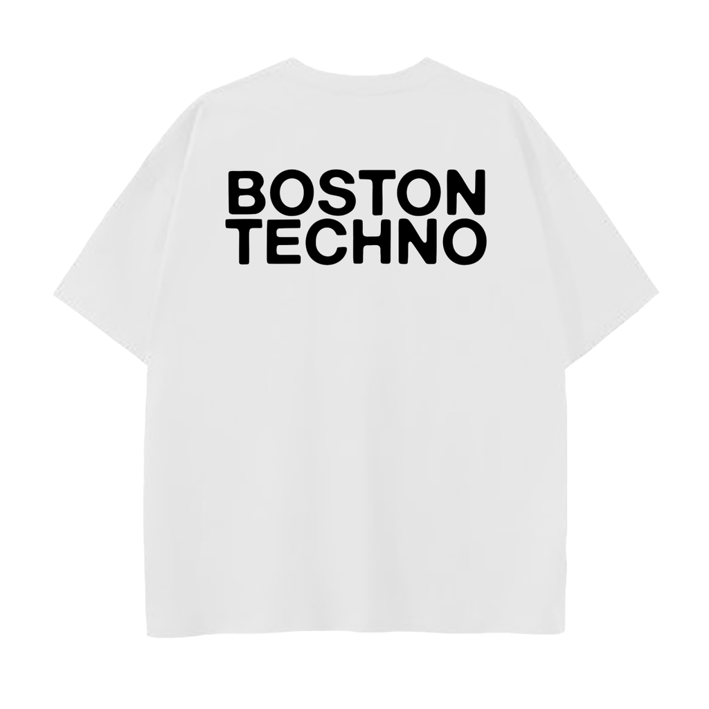 Boston Techno Black Print Drop Shoulder Cotton T-Shirt